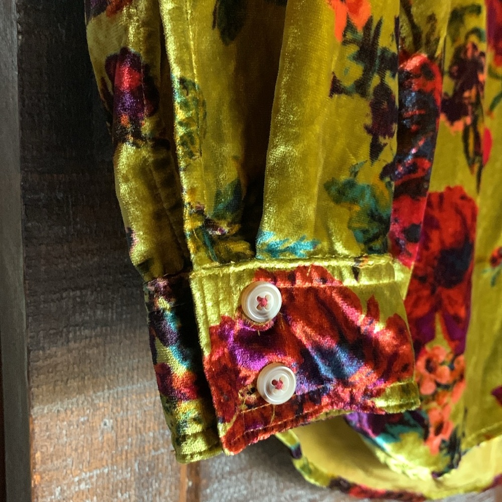 New Anthropologie Pilcro womens velvet button up size XXS floral relaxed Y2K - Picture 10 of 14